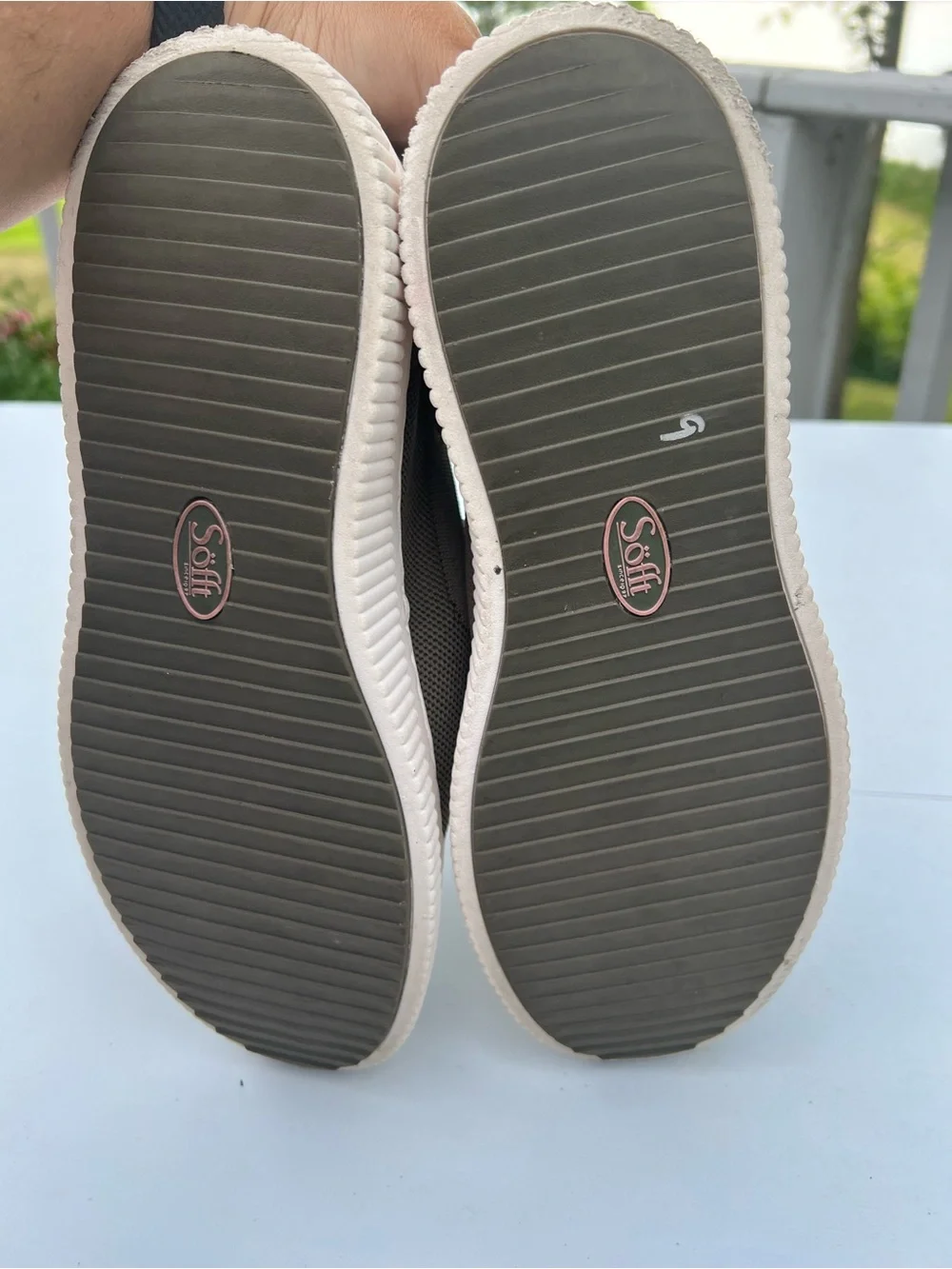 Sofft Olive Green Slip-On Flats with White Soles